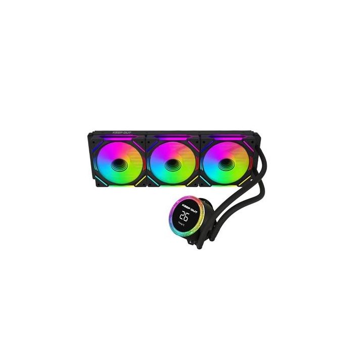 Keep Out XWC-360 PRO Kit Refrigeración Líquida CPU 360mm ARGB Espejo Infinito Triple Ventilador con Pantalla Temperatura para Intel & AMD