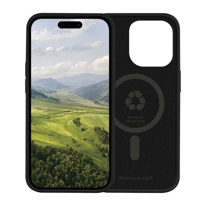 dbramante1928 Funda Monaco MagSafe para iPhone 15 Pro, Silicona Reciclada, Protección 3 Capas, Night Black