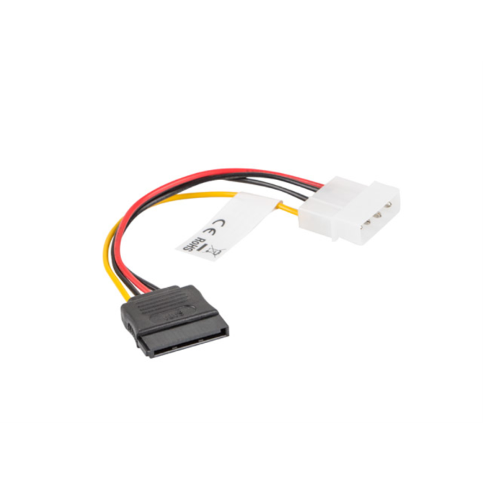 Lanberg Cable de Alimentación SATA a Molex Macho, 15 cm, Conectores Molex de 4 Pines y SATA de 15 Pines