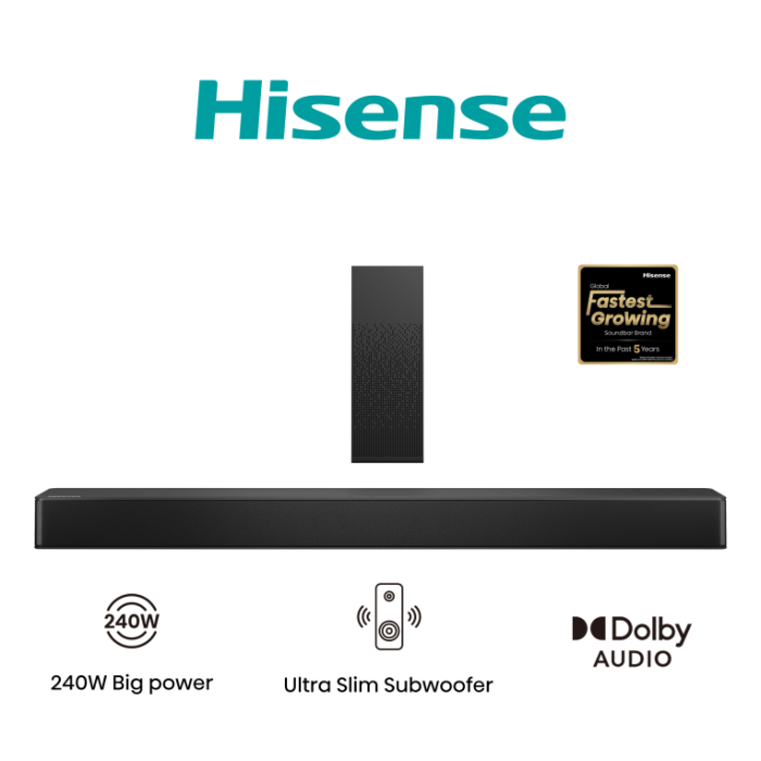 Barra de Sonido Hisense HS2100 Negro 120 W Barra de Sonido Hisense HS2100 Negro 120 W