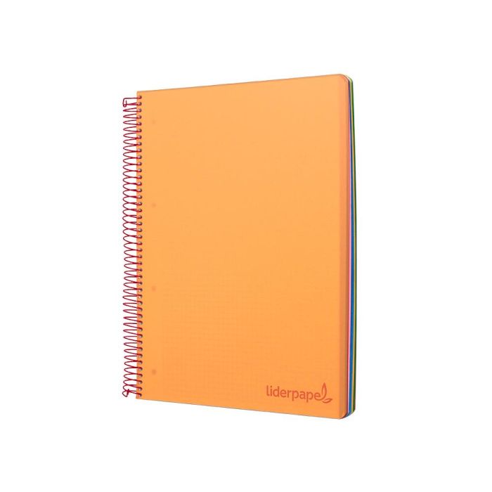 Cuaderno Espiral Liderpapel A4 Micro Wonder Tapa Plastico 120H 90 gr Cuadro 5 mm 5 Banda4 Taladros Color Naranja 2