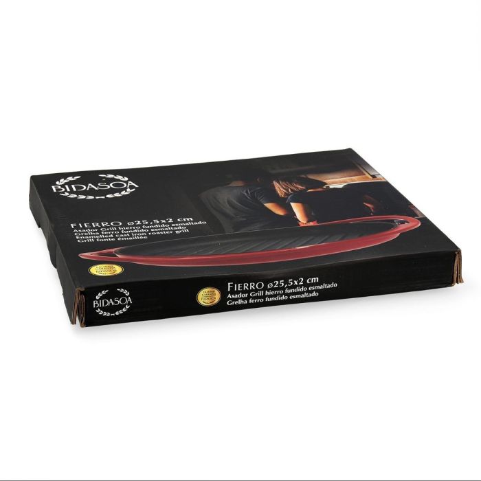 Bidasoa Asador Redondo Fierro Hierro Esmaltado 25 cm Rojo Antiadherente para Vitrocerámica Inducción Eléctrico Gas 5