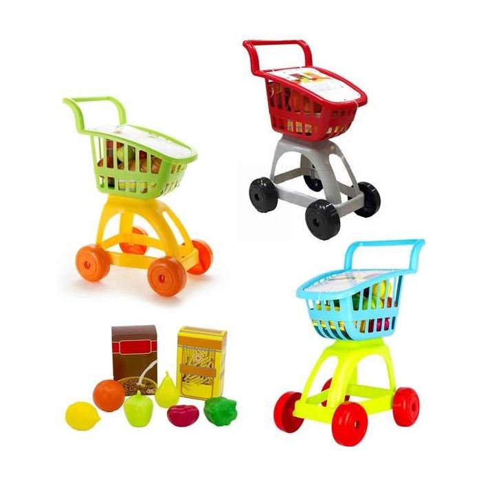 Carro de compra con frutas, verduras y cajas de alimentos - modelos surtidos 1 Carro de compra con frutas, verduras y cajas de alimentos - modelos surtidos 1