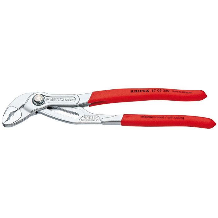 Knipex 87 03 300 Alicate Machihembrado Cobra de 300 mm, Acero Cromo Vanadio Rojo para Tubos 7 cm y Tuercas 6 cm