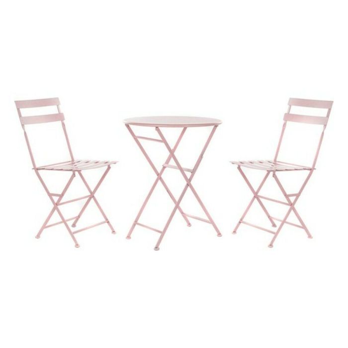 Conjunto de Mesa con 2 Sillas DKD Home Decor MB-177410 Rosa 60 x 60 x 75 cm (3 pcs)