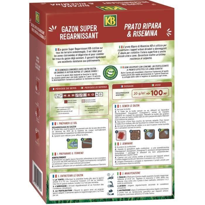 KB KREGFAC100 Semillas de césped - Super Replenishing 2 kg - Para zonas de sombra - Germinación rápida 7 días - Para 100m² 1 KB KREGFAC100 Semillas de césped - Super Replenishing 2 kg - Para zonas de sombra - Germinación rápida 7 días - Para 100m² 1