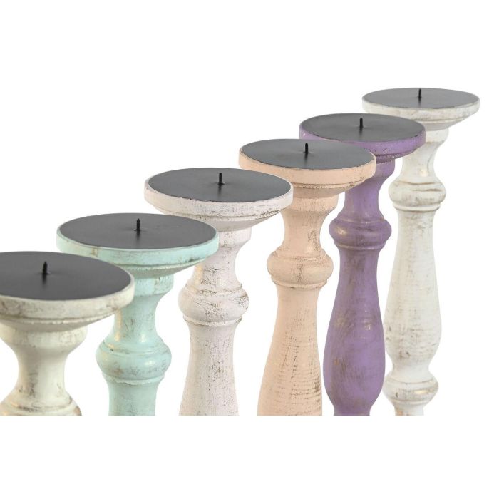 Candelabro Shabby DKD Home Decor Multicolor 12 x 34 x 12 cm (6 Unidades) 3