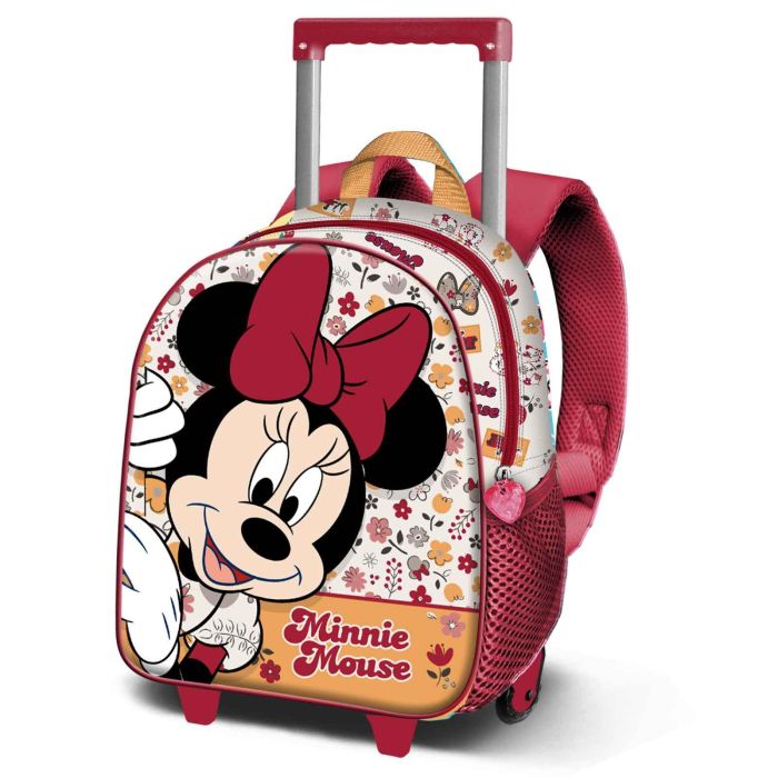 Mochila 3D con Ruedas Pequeña Flowered Disney Minnie Mouse Rojo