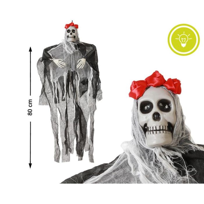 Esqueleto Colgante 80x70 cm con Luz para Decoración de Terror Halloween