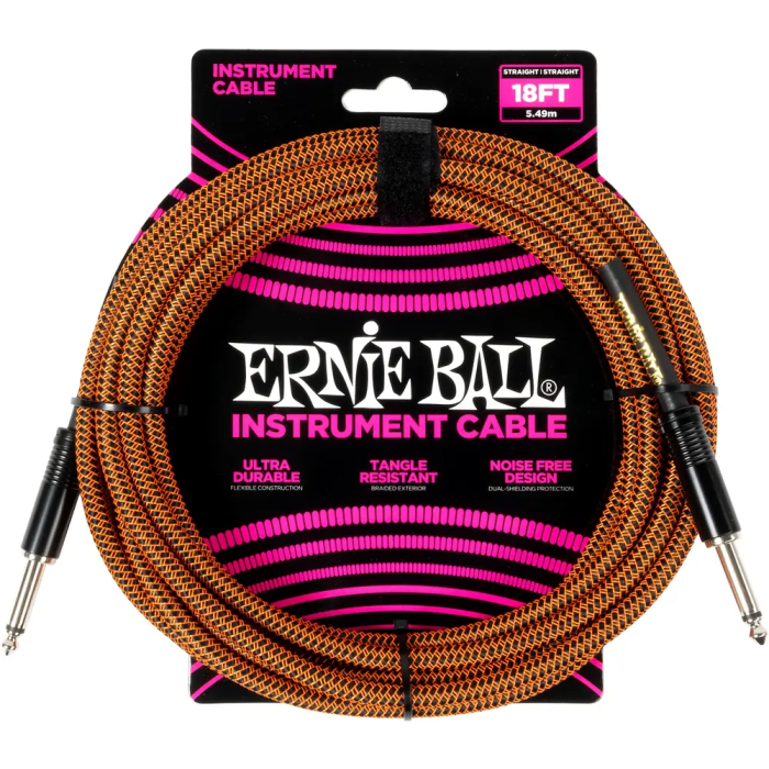 Ernieball Cable para Instrumento SS Trenzado Jack-Jack 5.5M Naranja/Negro 0 Ernieball Cable para Instrumento SS Trenzado Jack-Jack 5.5M Naranja/Negro 0