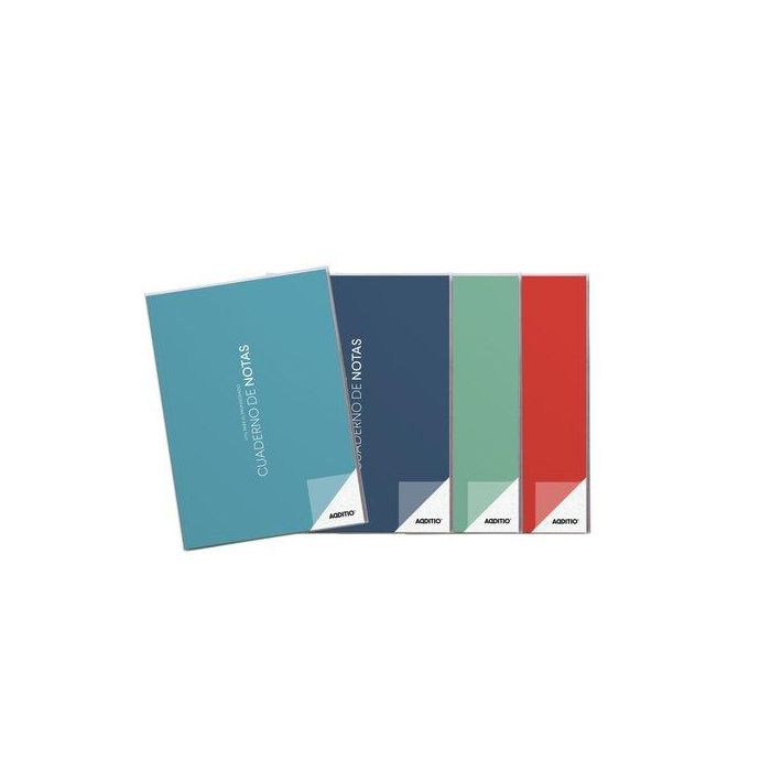 Additio Cuaderno de Notas A4 para Profesorado, PVC 64 Páginas, Colores Surtidos - Rojo, Naranja, Azul, Verde