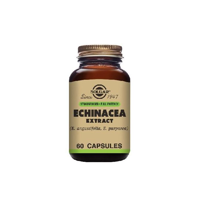 SOLGAR Echinacea 300mg + 125mg Extracto Estandarizado 60 Cápsulas Vegetales. Soporte Inmune y Antiactenia Primavera, Vegano