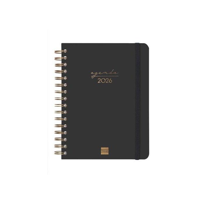 Agenda Anual (2026) Catalan Finocam Espiral Alma Wire-O Tapa Extra Con Goma E10 155X212 D/P Negre