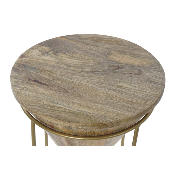 DKD Home Decor Mesita Auxiliar Moderna de Madera Mango y Metal, colores Natural y Dorado, 40x40x45 cm (Ancho x Fondo x Alto) 1