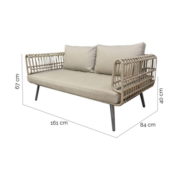 Sofá de 2 Plazas Ariki Acero Ratán ratán sintético 161 x 84 x 67 cm 1 Sofá de 2 Plazas Ariki Acero Ratán ratán sintético 161 x 84 x 67 cm 1