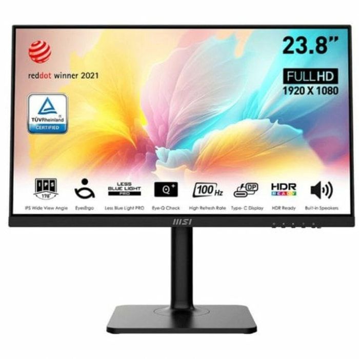 MSI Monitor Modern Md2412P. 23.8” (60Cm). Plano. Ips. 1920X1080 (Fhd). 100Hz. Negro