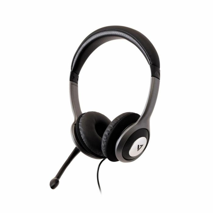 Auriculares con Micrófono V7 HU521 Negro Plateado Auriculares con Micrófono V7 HU521 Negro Plateado