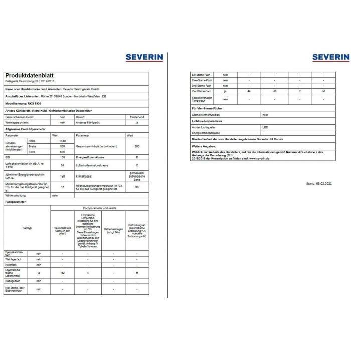 Frigorífico combinado Severin RKG8930 144 Rojo 206 L 2 Frigorífico combinado Severin RKG8930 144 Rojo 206 L 2