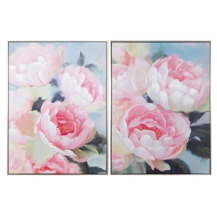 Cuadro Romantico DKD Home Decor Rosa Azul 3.5 x 80 x 60 cm (2 Unidades)