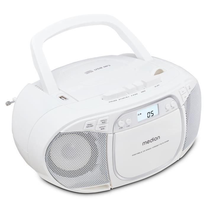 Radio CD - MEDION - FM - 2x2,2W RMS - Blanco 2 Radio CD - MEDION - FM - 2x2,2W RMS - Blanco 2