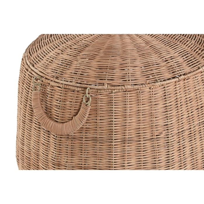 DKD Home Decor Cesta Tropical de Ratán y Metal Natural 45 x 56 x 45 cm (Set de 2) 3
