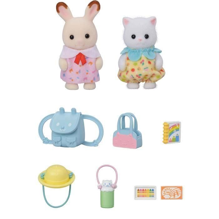 El dúo de bebés de paseo - SYLVANIAN FAMILIES - 5747 - Conejo de chocolate y gato persa con accesorios 2