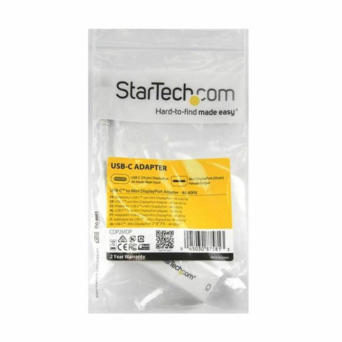 Adaptador USB C a Mini DisplayPort Startech CDP2MDP Blanco 4K Ultra HD 1 Adaptador USB C a Mini DisplayPort Startech CDP2MDP Blanco 4K Ultra HD 1