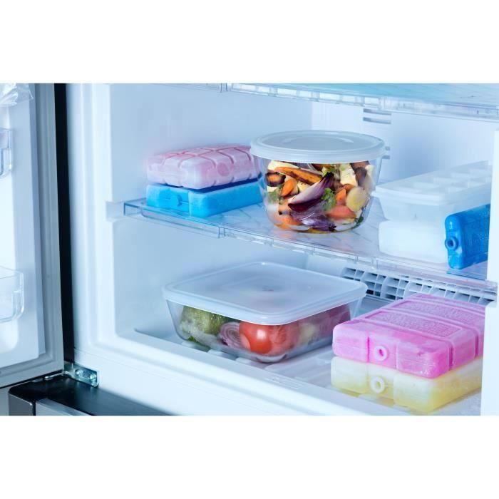 Juego de 8 recipientes para guardar alimentos - PYREX - Cook & Freeze - Vidrio - Rectangular - Tapa especial para congelador 1