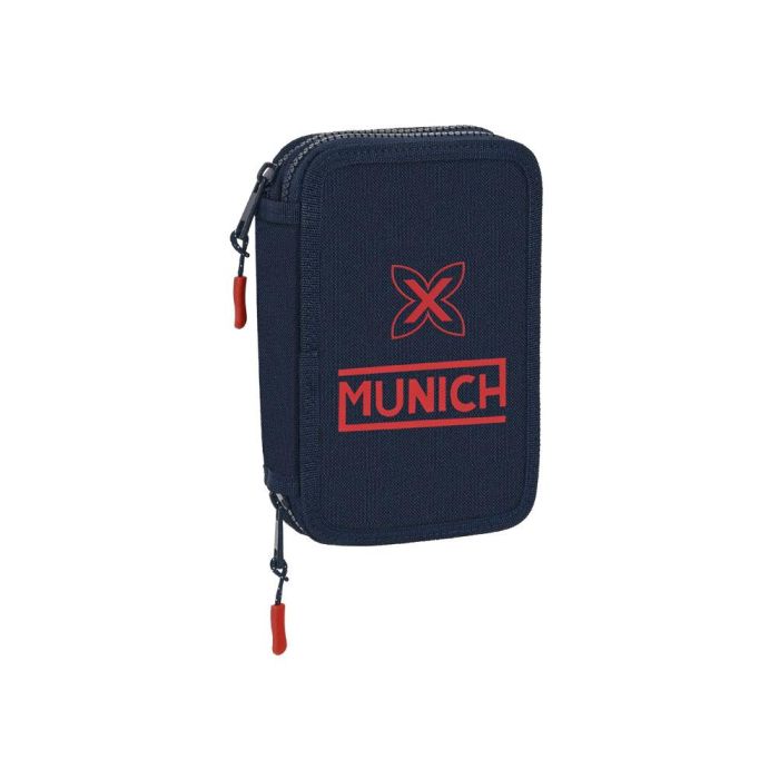 Plumier Doble Munich Flash Azul marino 12.5 x 19.5 x 4 cm (28 piezas)