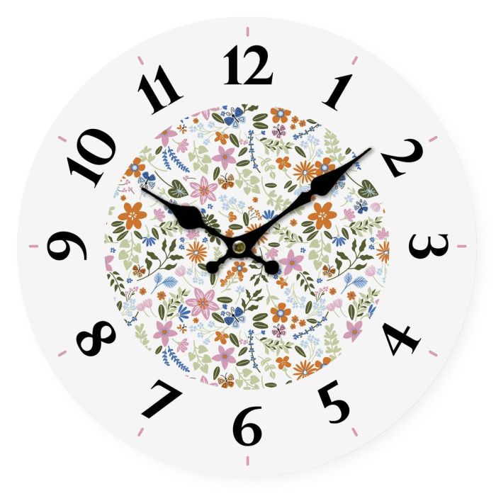 Reloj de Pared Versa Madera Flores 4 x 30 x 30 cm Reloj de Pared Versa Madera Flores 4 x 30 x 30 cm