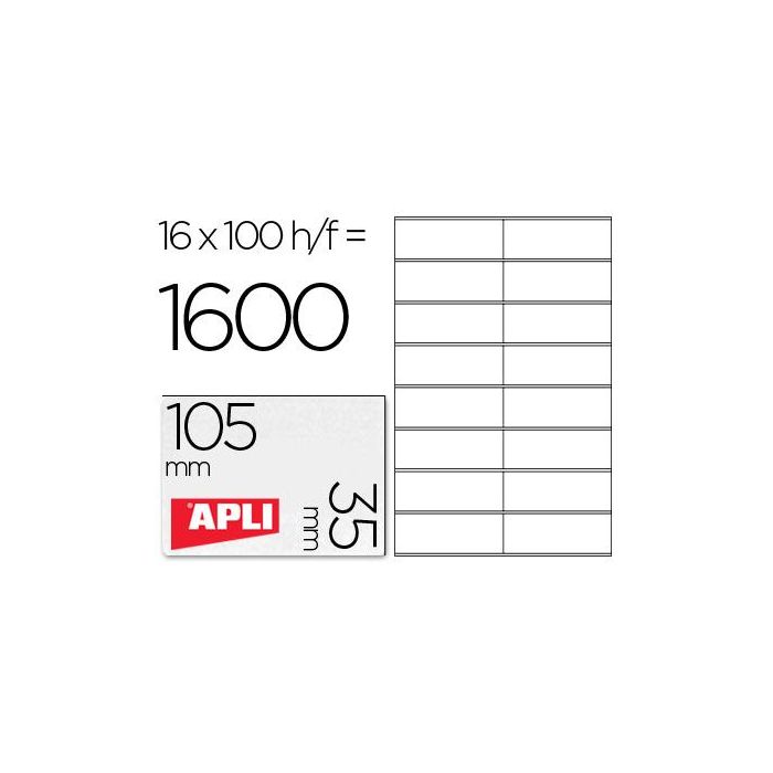 Etiquetas adhesivas Apli 01287 100 Hojas 105 x 35 mm Blanco