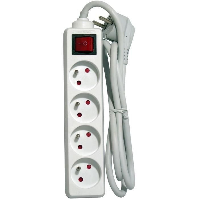 Chacon Regleta de Corriente "Gaza 4x16A Inter 1.5" con 4 Tomas, Interruptor, 16A, Cable de 1,5 Metros, Color Blanco Chacon Regleta de Corriente "Gaza 4x16A Inter 1.5" con 4 Tomas, Interruptor, 16A, Cable de 1,5 Metros, Color Blanco