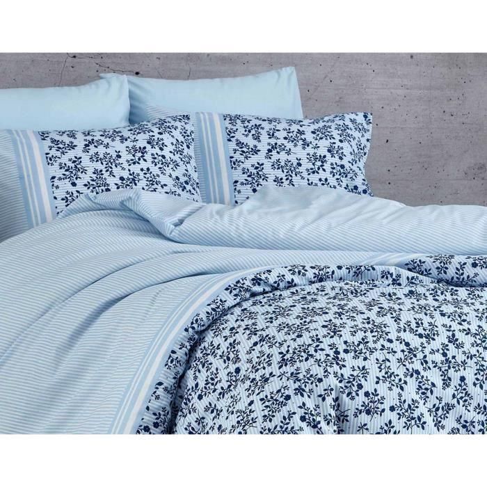 Juego de cama ASI8683342463379 - 1 funda nórdica 220x240 cm + 2 fundas almohada 60x60 cm - 100% algodón reforzado - Azul 2