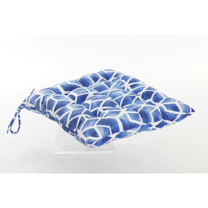 Cojin Silla Boho DKD Home Decor Azul Blanco 40 x 7 x 40 cm 2