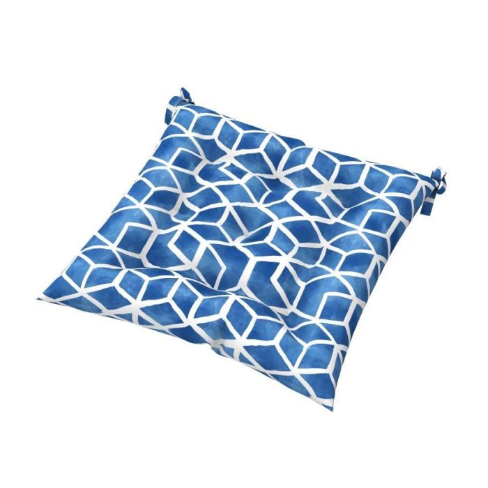 Cojin Silla Boho DKD Home Decor Azul Blanco 40 x 7 x 40 cm