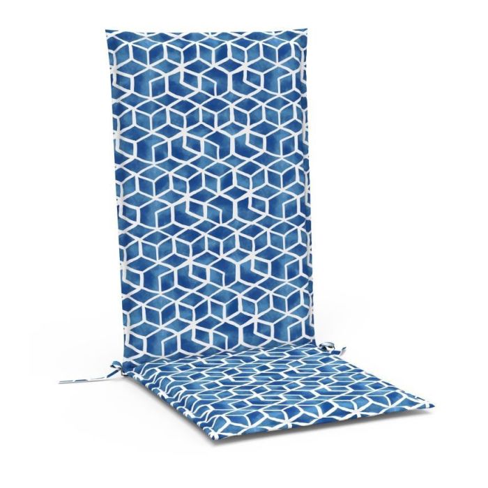 Cojin Silla Boho DKD Home Decor Azul Blanco 4 x 115 x 42 cm