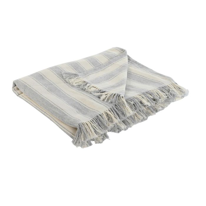 Plaid Basicos DKD Home Decor Gris Crudo 250 x 150 cm