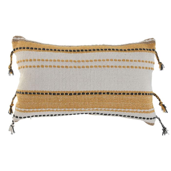 Cojin Boho DKD Home Decor Crudo Mostaza 30 x 50 cm