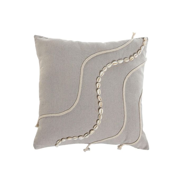 Cojin Boho DKD Home Decor Beige Blanco 45 x 45 cm