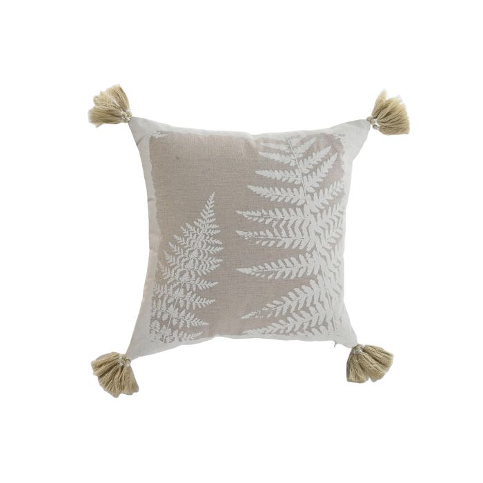 Cojin Boho DKD Home Decor Beige Blanco 45 x 45 cm