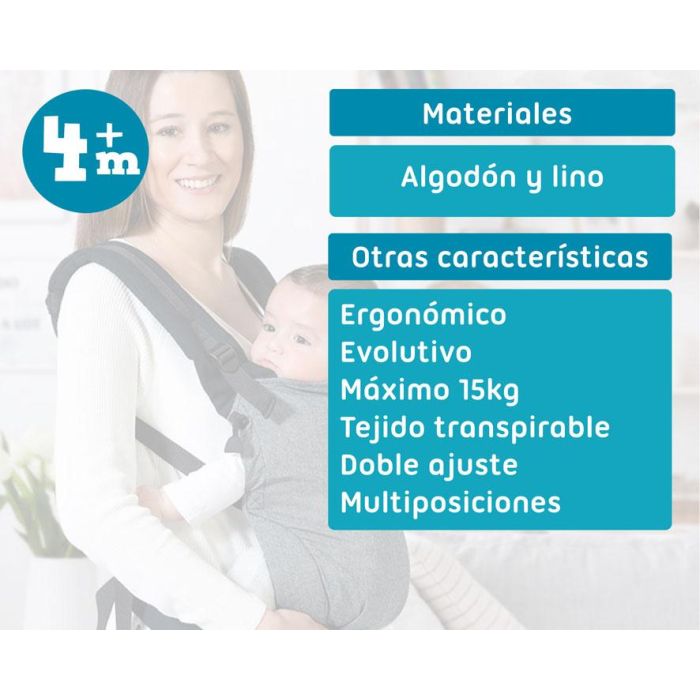 KioKids Portabebés Ergonómico Evolutivo Ajustable con Velcro para Bebés desde 0 Meses - Posición Fisiológica M Ranita - Negro 4 KioKids Portabebés Ergonómico Evolutivo Ajustable con Velcro para Bebés desde 0 Meses - Posición Fisiológica M Ranita - Negro 4
