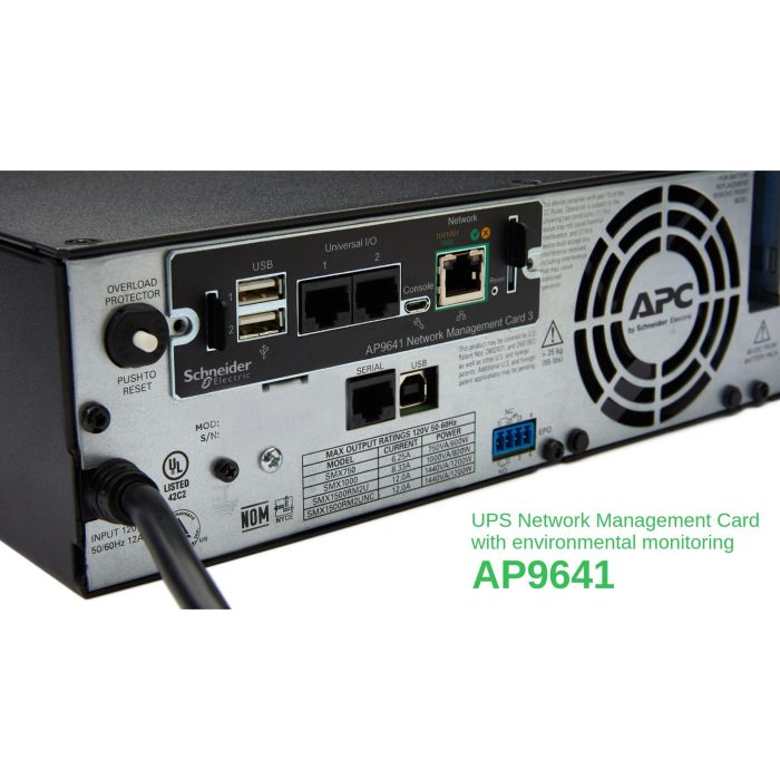 APC AP9641 Tarjeta de Gestión de Red SmartSlot con Monitorización Ambiental y PowerChute para UPS 5 APC AP9641 Tarjeta de Gestión de Red SmartSlot con Monitorización Ambiental y PowerChute para UPS 5