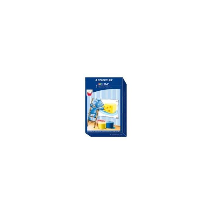 STAEDTLER Noris junior 6er-Set retail Pintura de Dedos, 6 Colores Surtidos (Negro, Azul, Verde, Rojo, Blanco, Amarillo), Botes de 100 ml