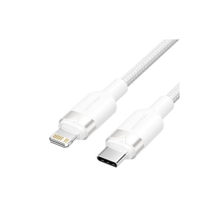 Cable USB Tipo-C Lightning Vention LALWH/ USB Tipo-C Macho - Lightning Macho/ 27W/ 480Mbps/ 2m/ Blanco