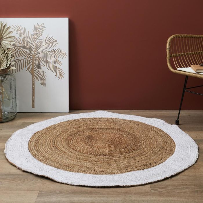 Alfombra Yute Blanco Home Deco Factory diámetro 120 cm  5