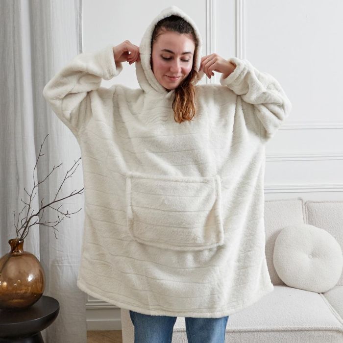 Sudadera Con Capucha Blanca Home Deco Factory 5