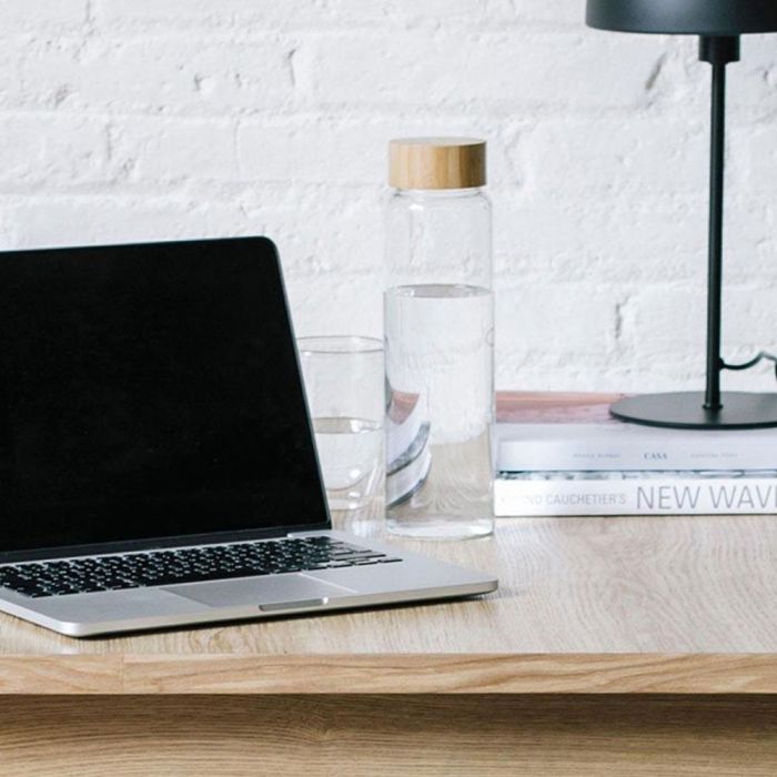 Andrea House Botella de Vidrio con Tapa de Bambú Ø8 x 26,5 cm 1 L 2