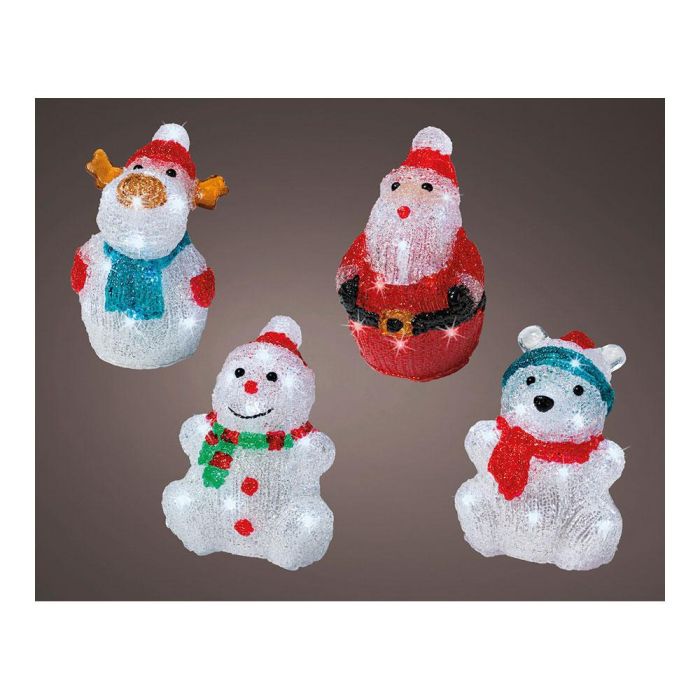 Lumineo Figura acrílica LED para interior 13x10x16cm, 16 LEDs, modelos surtidos (reno, santa, muñeco de nieve, oso)