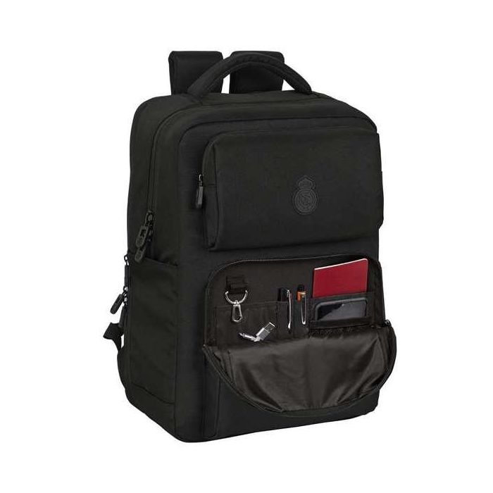 Safta Mochila Real Madrid Premium para portátil de 15,6'' con USB y 2 Bolsillos, Color Negro, 31x44x13cm 8
