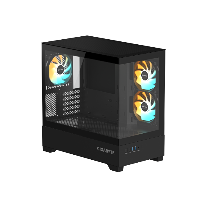 Gigabyte C201 Caja de PC Negra Midi Tower m-ATX con Soporte Radiador 360mm y 3 Ventiladores Preinstalados 1